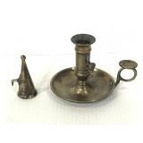 Vintage brass candle holder with snuffer