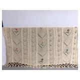 Large vintage crochet like embroidered blanket
