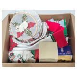 Large box of assorted Christmas items