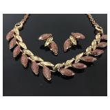 Vintage gold tone necklace & earring set