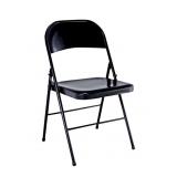 Four new PDG black steel folding chairs