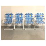 Four new blue and white Sun Squad beach chairs