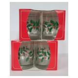 Two sets of mistletoe crystal cups