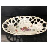 Vintage ceramic floral decorative oval bowl
