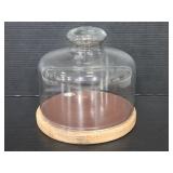 Cheese dome with wood base