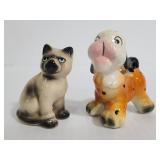 Small ceramic vintage cat & dog figures