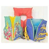 Two youth & one adult life jacket vests