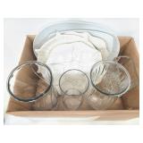 Box of assorted glass & ceramic plates & vases