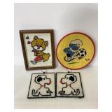 Needlepoint and embroidered art