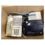 Vintage landline, answering machine, & tape player