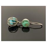 Vintage natural turquoise dangle earring