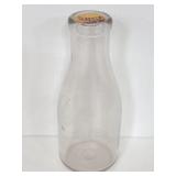Vintage bubble glass 1 quart milk bottle + cap