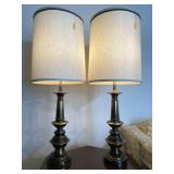 Vintage pair of brass table lamps
