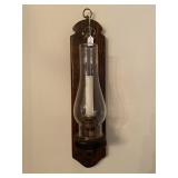 Wooden candleholder with glass chimney