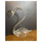 Blown hollow glass swan