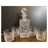Vintage glass bar set  decanter & 4 glasses