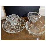 Four piece glass servingware lot