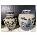 Japanese ceramic ginger jar pair