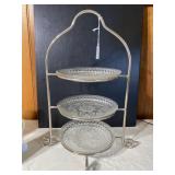 Three tiered desert serving tower with glass