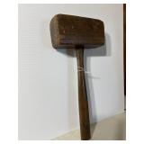 Primitive antique wooden mallet