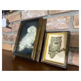 Pair of vintage owl relief art