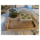 Vintage wood charcuterie cheese board mcm