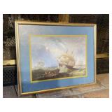 Small framed nautical ship art print