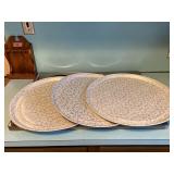 Three large aluminum serving trays