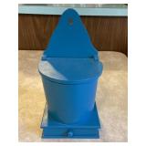 Blue handcrafted wooden wall pocket