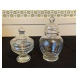 Pair of vintage glass apothecary jars w/ lids