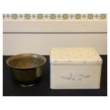 Vintage Pfaltzgraph recipe box & brass planter