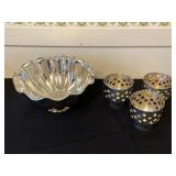 Vintage silver-plate candle holders & flower bowl