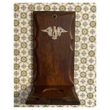 Vintage wooden wall sconce shelf w/ Eagle accent