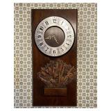 Vintage wood wall clock w/ mini planter box