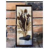 Dried flower art on burlap