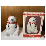 Coca-Cola polar bear cookie jar with box