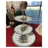 Three tiered vintage Christmas cookie tower