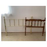 Brass bed headboard and small wooden headboard