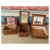 Vintage wooden cigar box trio