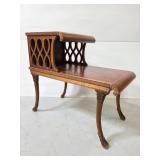 Vintage 2-tier leather top end table