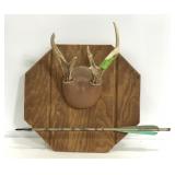 Mounted antler and arrow trophy