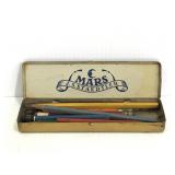 Vintage metal pencil case & pencils
