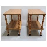 Two tiered rolling end tables