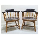 Pair of wood chairs w/ leather upholstery