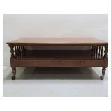 Pennsylvania House tiered coffee table on casters