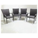 Set of four metal frame woven outdoor chairs