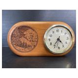 Vintage carved wood desk clock