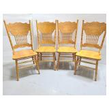 Set of four wood carved back dinning chairs