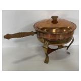 Vintage copper pan & holder w/ brass base