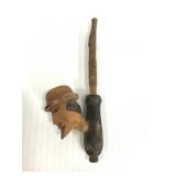 Carved face wooden pipe decoration